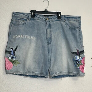Homme and Femme Denim Shorts Embroidered Jean Men’s Size 42 NWT